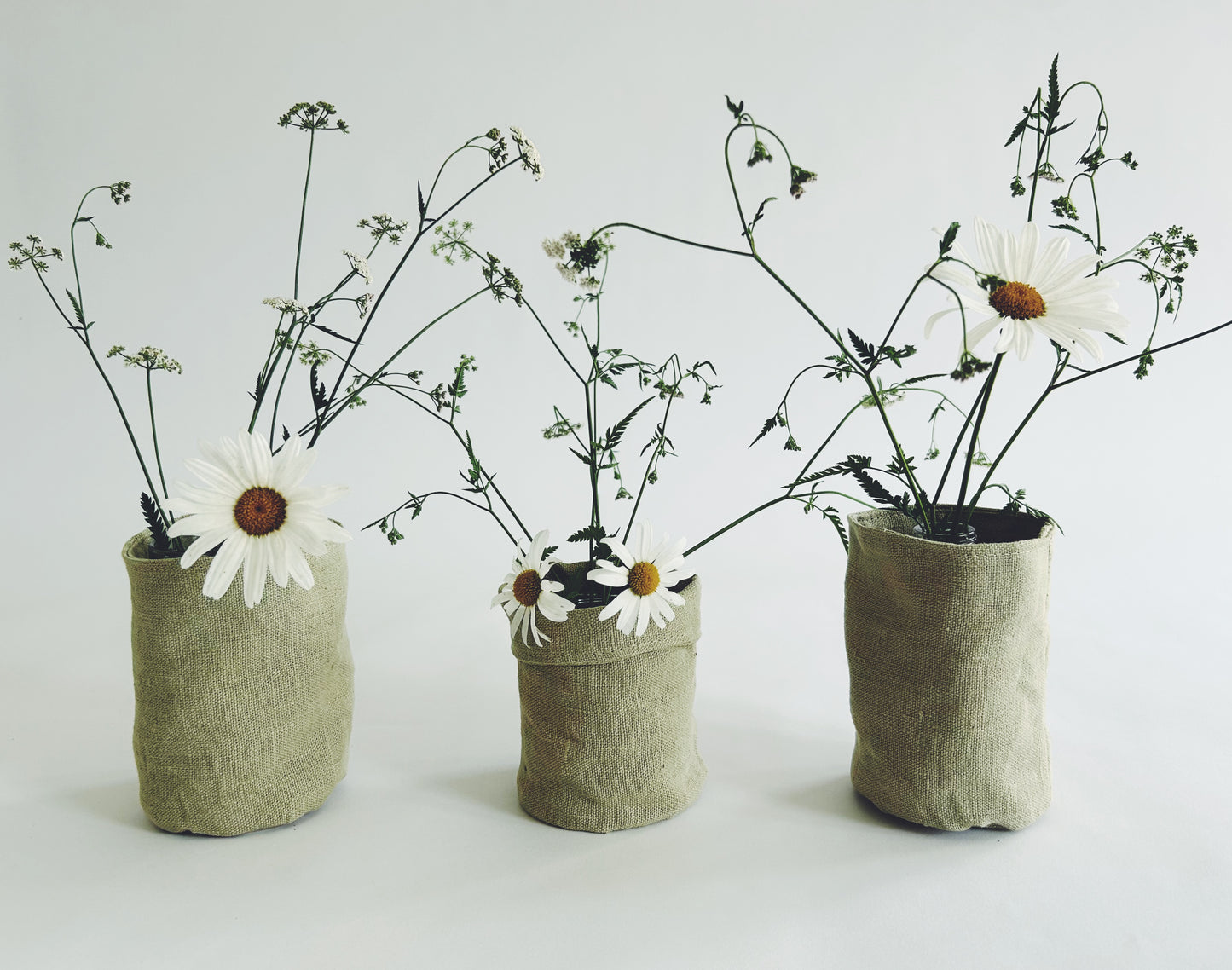 pure linen posy pot in sage
