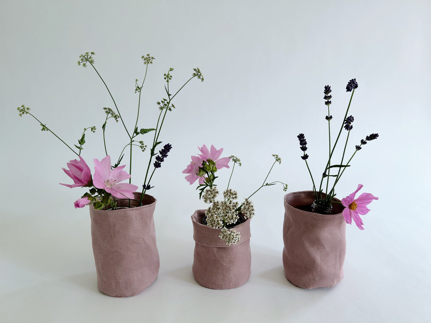 pure linen posy pot in rose