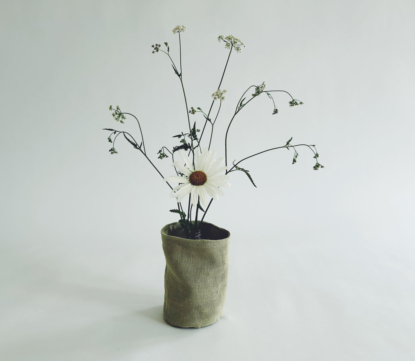 pure linen posy pot in sage