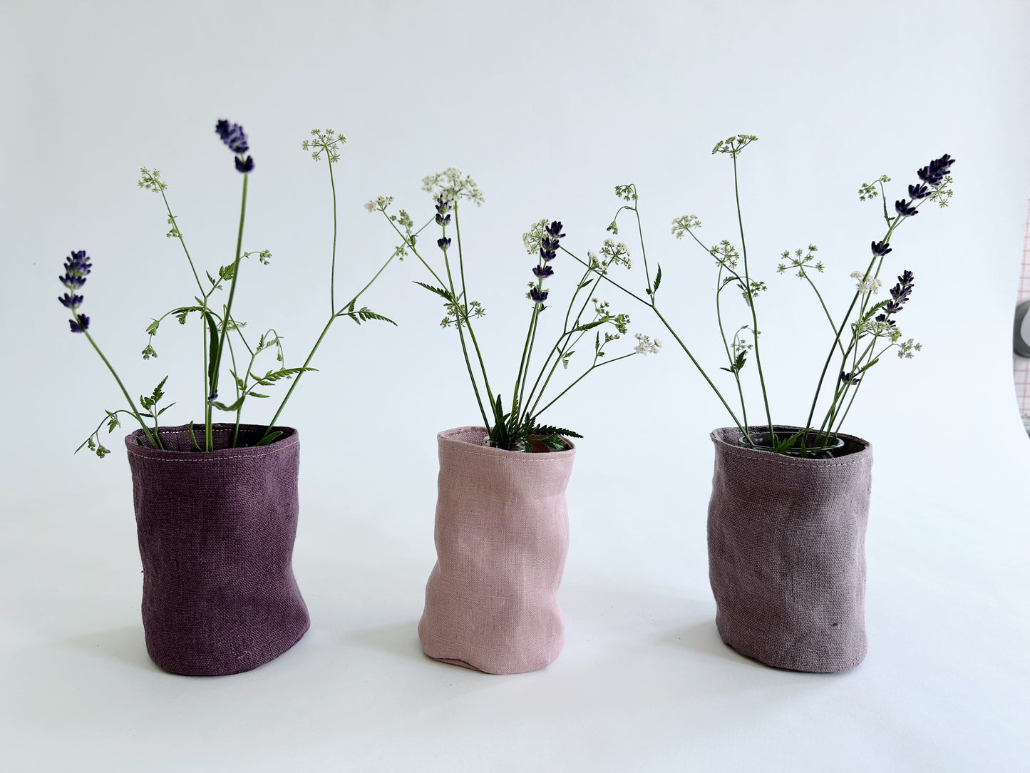 pure linen posy pot in lilac