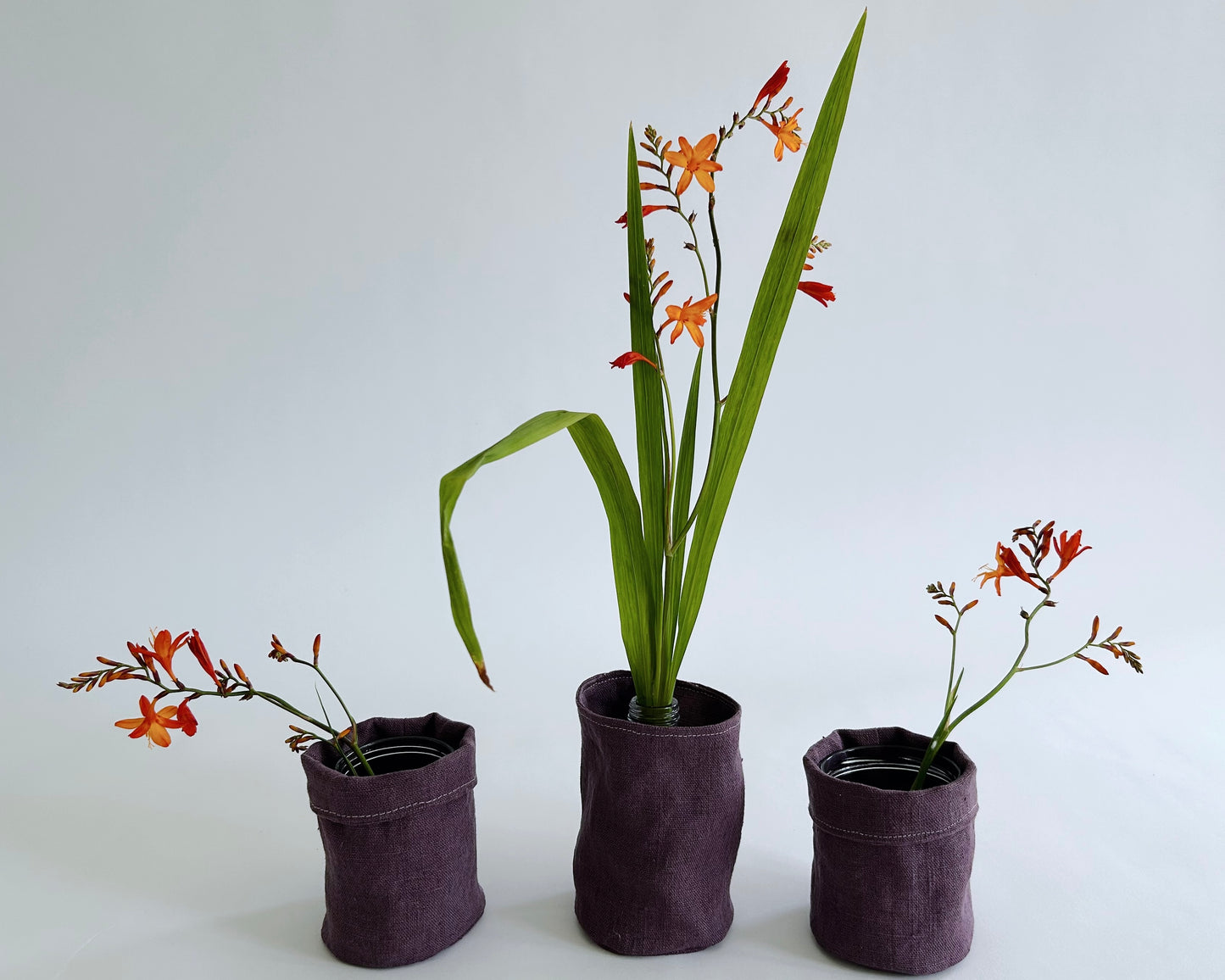 pure linen posy pot in purple