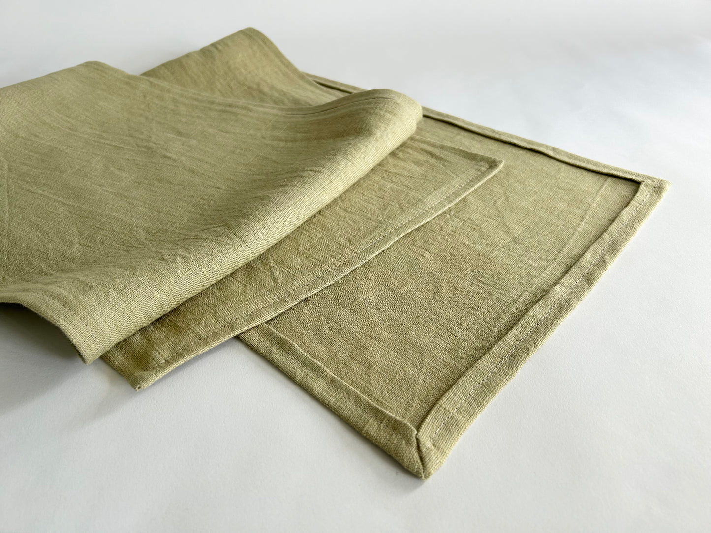 pure linen table runner in sage